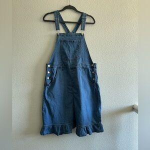 Ruffle Hem Denim Overall Dress
